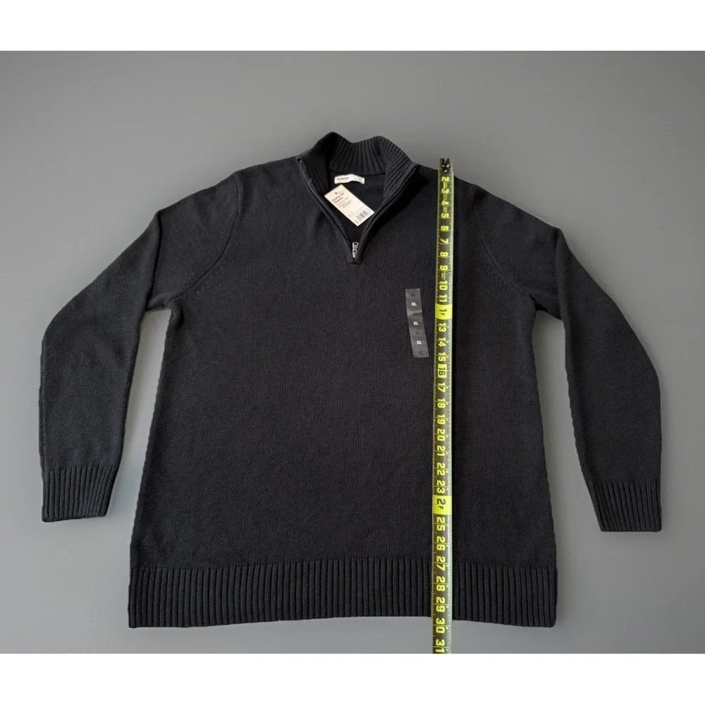 NWT‎ Sonoma Quarter Zip Black Sweater Mens Size XL